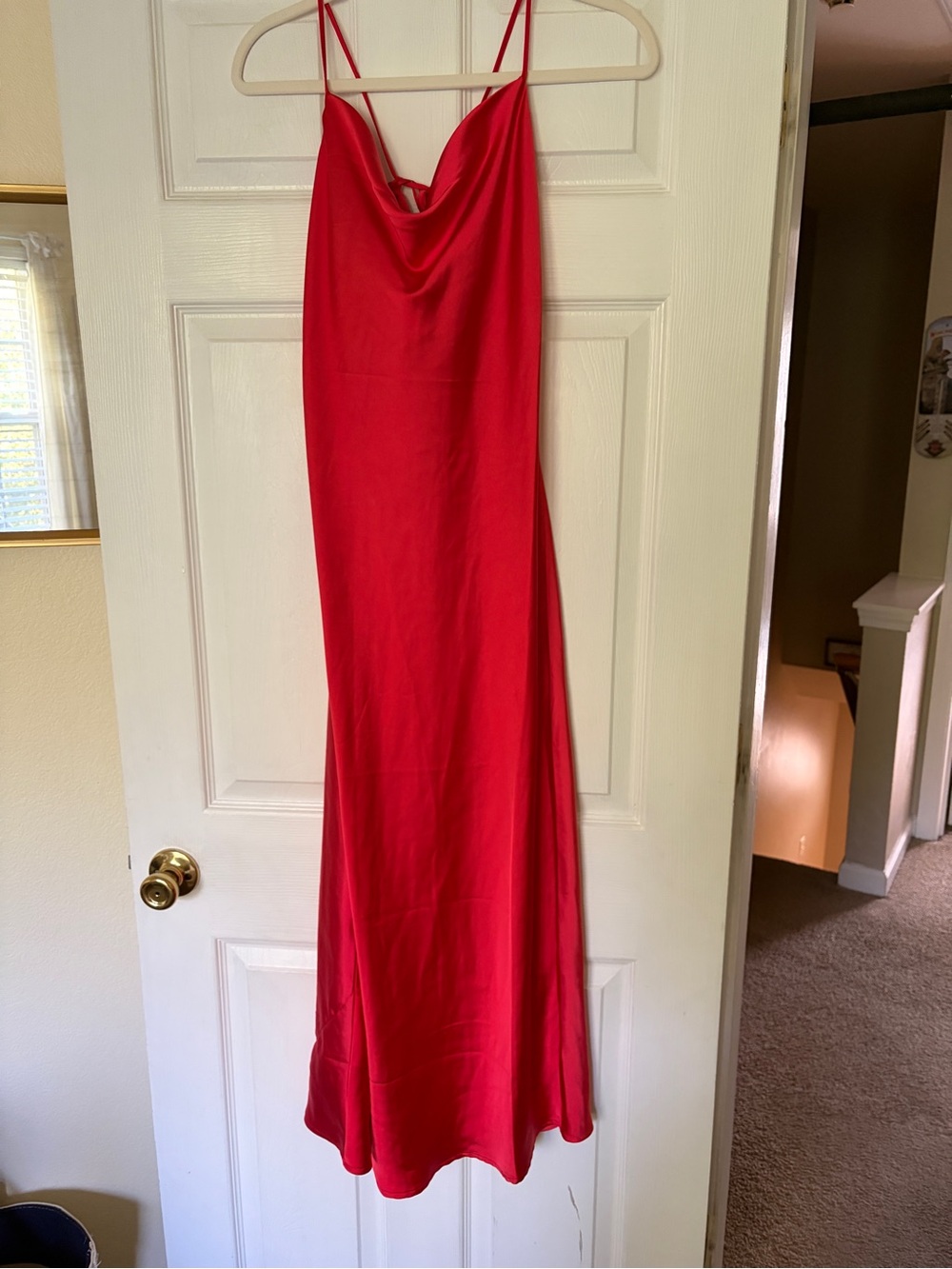 Old Navy Red Cowl Neck Slip Midi Dress